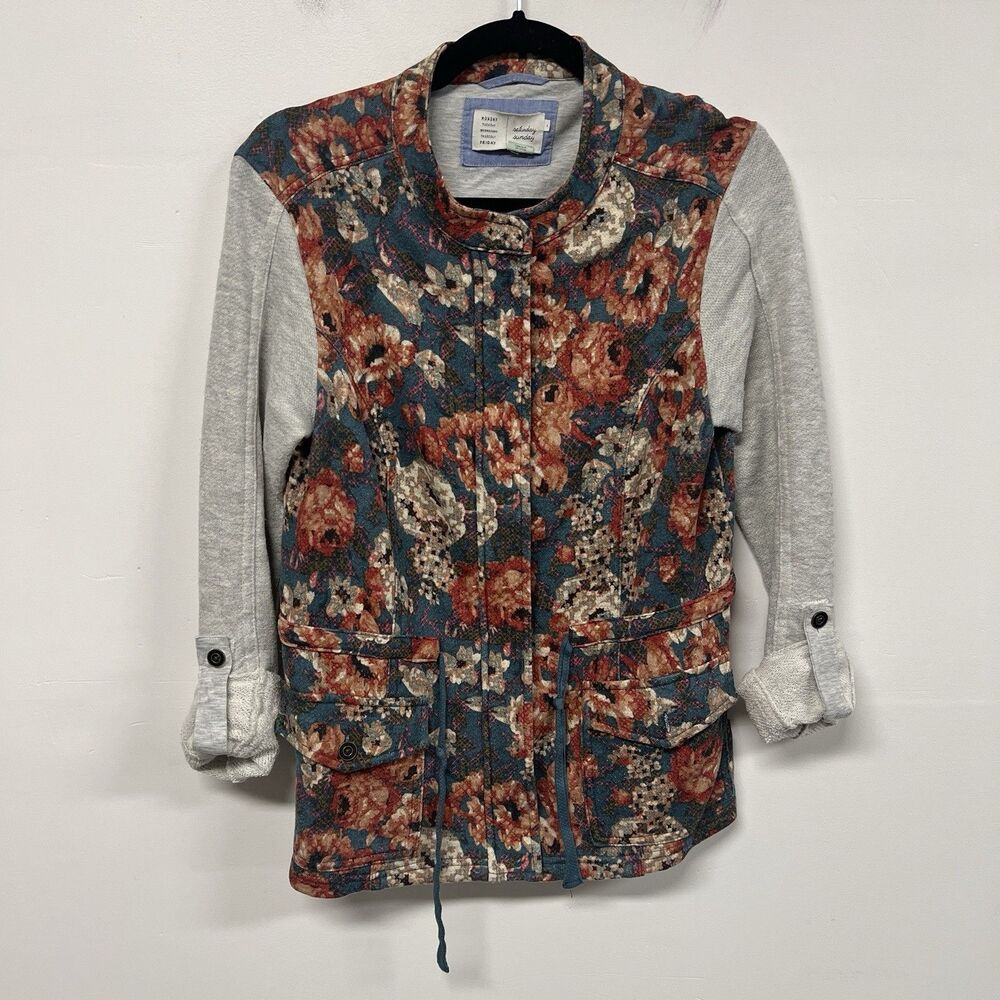Anthropologie Saturday/Sunday Delwyn Floral Zip Jacket Top Women’s Size M Boho
